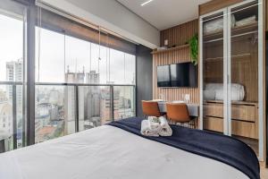 Giường trong phòng chung tại G1404 · G1404. Flat moderno no melhor pertinho da Paulista