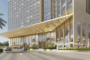 a rendering of a building with a road in front at JW Marriott Hotel Kuwait in Kuwait