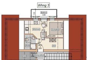 Půdorys ubytování Westhook Appartement 3