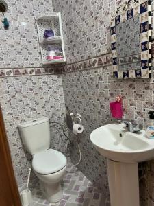 a bathroom with a toilet and a sink at appartement traditional cozy in Tangier
