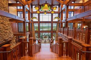 a hallway in a building with a large glass ceiling at Hilton Grand Vacations Club Long Creek Ridgedale in Ridgedale
