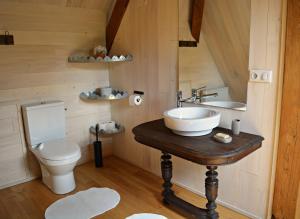 łazienka z umywalką i toaletą w obiekcie Villa Paris w mieście Prats-du-Périgord