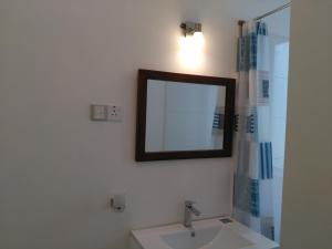 a bathroom with a sink and a mirror on the wall at West Inn Colombo in Colombo