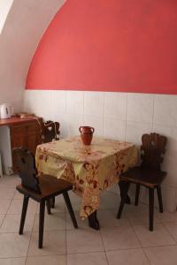 a table with a bowl on top of it in a room at Pałac Heymanna - Stara Kuchnia in Ścibórz
