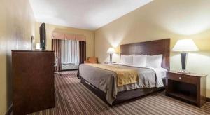 a hotel room with a bed and a television at Quality Inn in Riverton