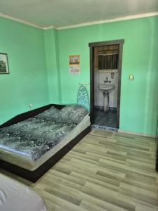 a bedroom with a bed and a sink at Апартамент за гости"Вълчанови" in Elkhovo