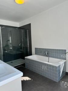 Koupelna v ubytování charmante vakantiewoning nabij Brugge + 44 fotografií