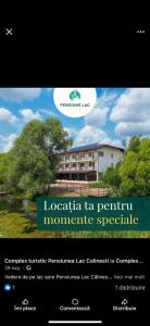 ein Screenshot einer Website eines Hotels in der Unterkunft Pensiunea Lac Calinesti 