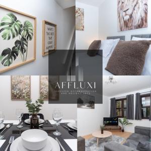 a collage of photos of a living room with furniture at Wellington - Telford house - With parking in Wellington