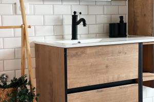 a kitchen counter with a sink in a bathroom at LE COSY Basel Euroairport ! Parking Privé in Saint-Louis