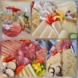 a collage of four pictures of different types of cheese at Orange Wings Wiener Neustadt in Wiener Neustadt