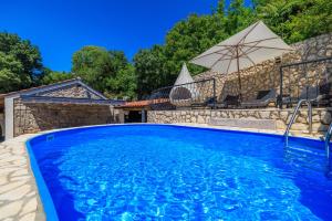 a swimming pool in a yard with an umbrella at Paun in Bribir