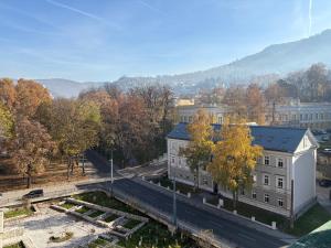 an aerial view of a building in a city at Amazing Penthouse old town in Sarajevo