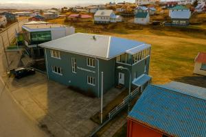 an overhead view of a building in a city at The Stykkishólmur Inn by Ourhotels in Stykkishólmur