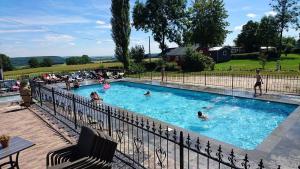 a group of people swimming in a swimming pool at Camping Natuurlijk Limburg - Appartement in Voeren