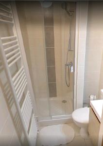 a bathroom with a shower and a toilet at Les Voiles d'Azur in La Londe-les-Maures