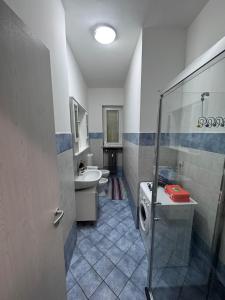 a bathroom with a shower and a sink and a toilet at Casa di Dome in Turin
