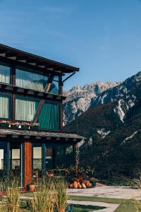 a house with a view of a mountain at Hotel Thethi in Theth