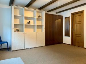 a room with white shelves and a wooden door at Apartment Apt- 33-1 by Interhome in Surlej