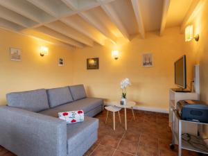 ein Wohnzimmer mit Sofa und Fernseher in der Unterkunft Holiday Home Polderzicht by Interhome in Mispelburg