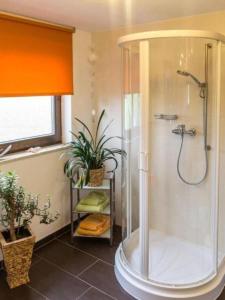 Koupelna v ubytování Wohnung In Niedergurig Mit Grill, Sauna Und Garten