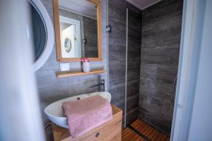 Koupelna v ubytování Feel-good Houseboat Redwine Woma