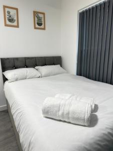 Giường trong phòng chung tại Train Station Spacious Apartments - Free Wifi, Netflix & Paid Parking Opposite