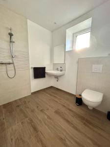 a bathroom with a toilet and a sink at Le Clos des Aulnes in Astillé +11 photos