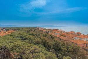 un pueblo en la cima de una colina junto al océano en Hotiday Cecina Mare, en Cecina