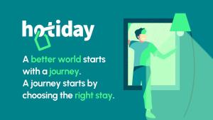 a better world starts with a journey a journey starts by choosing the right stay graphic at Hotiday Lodge Cecina in Cecina