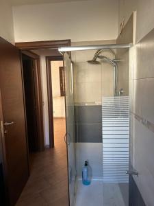 a shower with a glass door in a bathroom at Le Mille e Una Notte II in Olbia