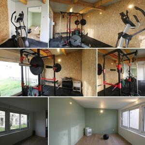 une pièce avec une salle de sport avec des appareils d'exercice dans l'établissement Coliving Henri Barbusse - salle de sport - chambres avec SDB privative, au Mans