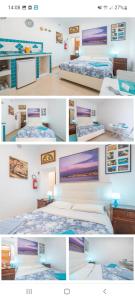 a collage of four pictures of a bedroom at ortigia adriana suite in Siracusa