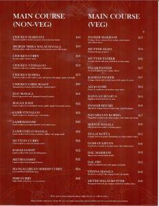 a menu of the main course of a restaurant at The Marrakesh Suites - Skyline ApartHotel In Bahria Town in Rawalpindi