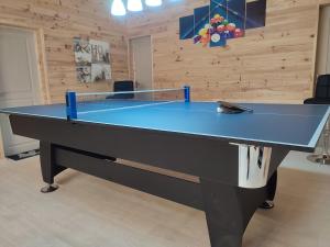 a ping pong table in a room at Durbuy Chalet 9p jacuzzi billard jeux in Durbuy