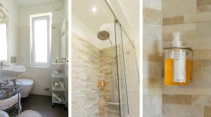 2 fotografias de uma casa de banho com um chuveiro em Bed & Breakfast L'Albero Maestro em Borgofranco dʼIvrea mais 47 fotografias