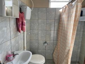 ein Badezimmer mit Toilette und Waschbecken in der Unterkunft Casa perto da Expointer in Esteio + 2 Fotos