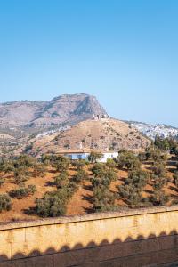 Blick auf einen Hügel mit einem Berg im Hintergrund in der Unterkunft Hostal Boutique El Rey del Sol in Alora