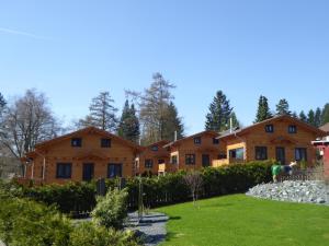 a large wooden house with a yard at Harz - Blockhaus, 4 und 5 Sterne Blockhäuser, Sauna und Kamin, RH in Hahnenklee-Bockswiese