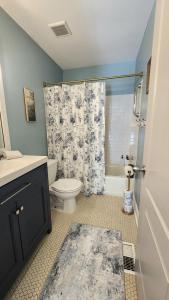 une salle de bain avec toilettes et douche dans l'établissement Royal Pearl AC - Bay Views, Close to Casinos!, à Atlantic City 36 autres photos