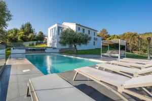a villa with a swimming pool and a house at Villa Nene in Pićan