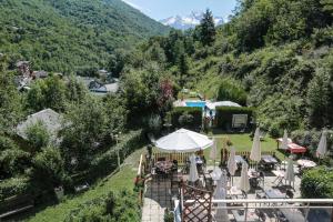 an aerial view of a restaurant in a mountain at Le Verseau in Brides-les-Bains