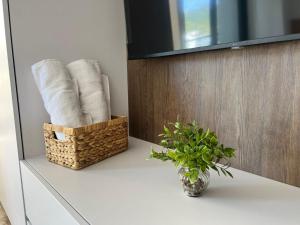 Et tv og/eller underholdning på Suite Moderna con Piscina cerca al Mar