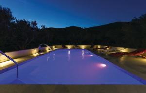 a large swimming pool at night with blue lights at Villa Rimac In Kastel Stafilic Mit Garten, Grill in Kastel Stafilic