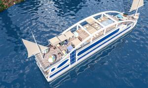 un modelo de barco en el agua en Sola Dahabiya Nile Cruise Every Monday from Luxor to Aswan 4 nights and Every Friday from Aswan to Luxor 3 nights, en Luxor