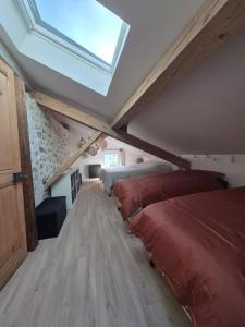 una camera mansardata con 2 letti e un lucernario di Naëlo Chartreuse a Biviers