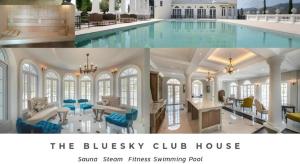 a mansion with a swimming pool and a house at The Bluesky Resort @ Khao Kho in Campson