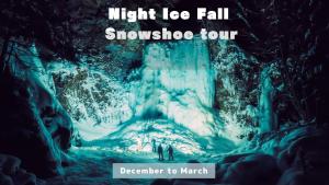 a night ice fall snowisode tour december to march at Raicho Onsen Inn in Matsumoto