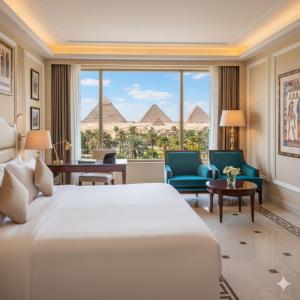 Ένα ή περισσότερα κρεβάτια σε δωμάτιο στο Solo Pyramids View