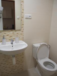 a bathroom with a toilet and a sink at Museum Inn in Prague